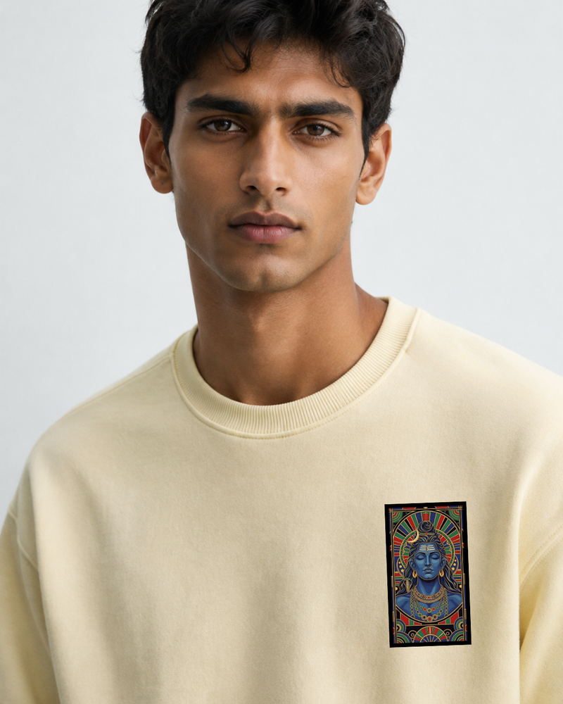 Divine Trishul / Mystic Shiva Pocket-Art Oversized Tee