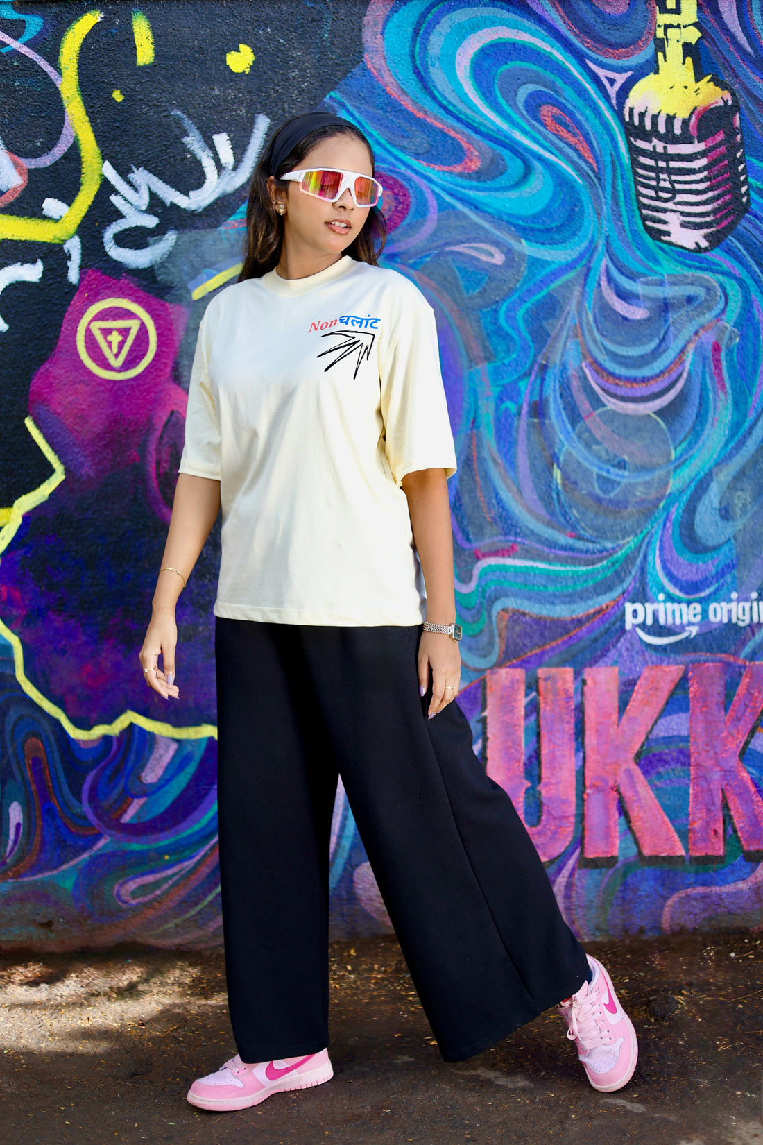 Nonchalant - Pink Graffiti Oversized Tee
