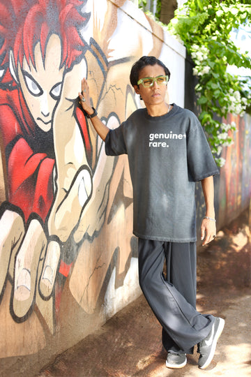 Genuine + Rare - Sun faded grey Oversized Tee