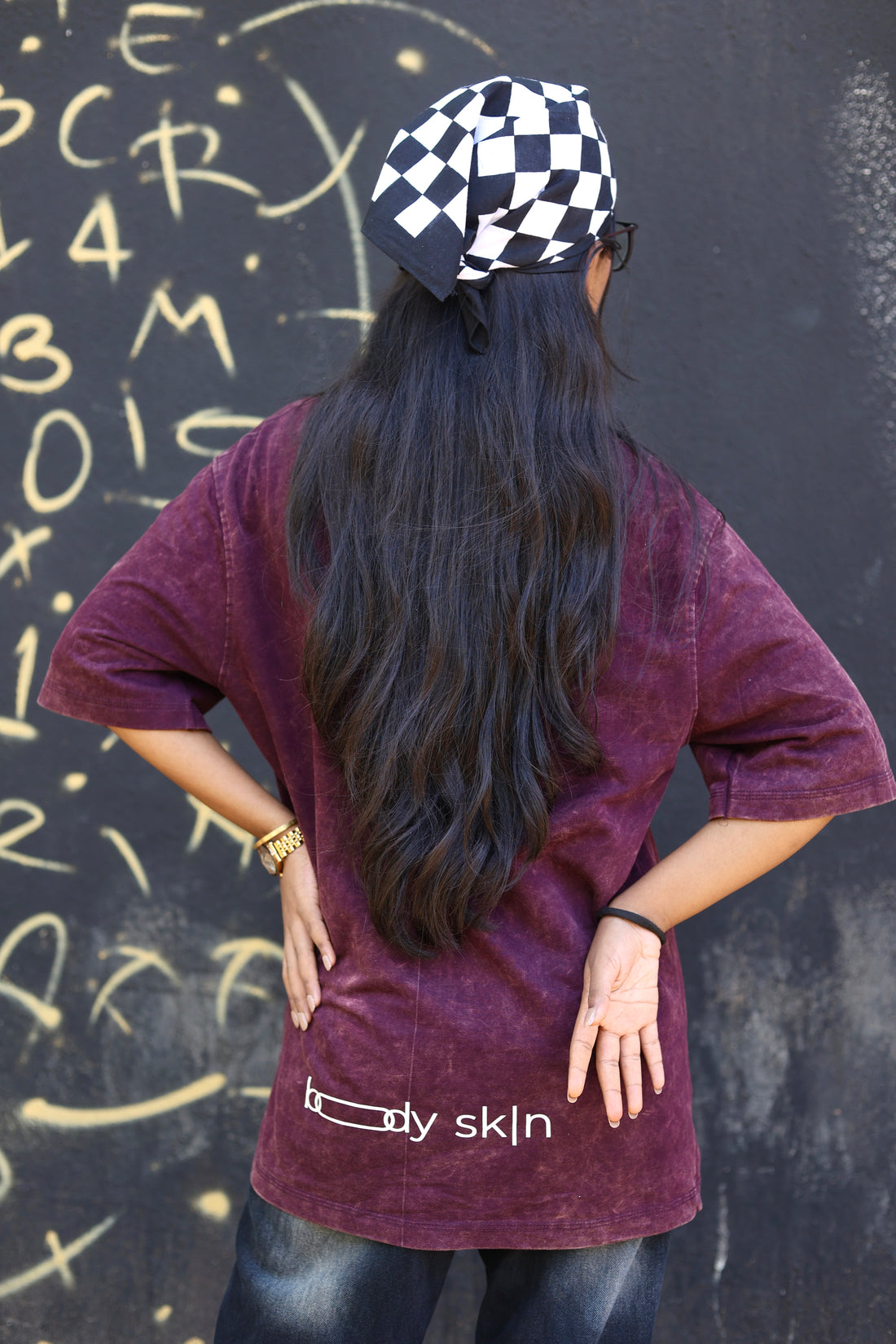 Bad Influence - Acid wash Maroon - Oversized Tee
