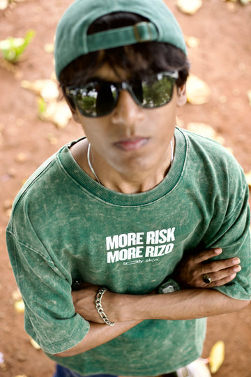 More Risk More Rizq - Acid wash Green Oversized Tee