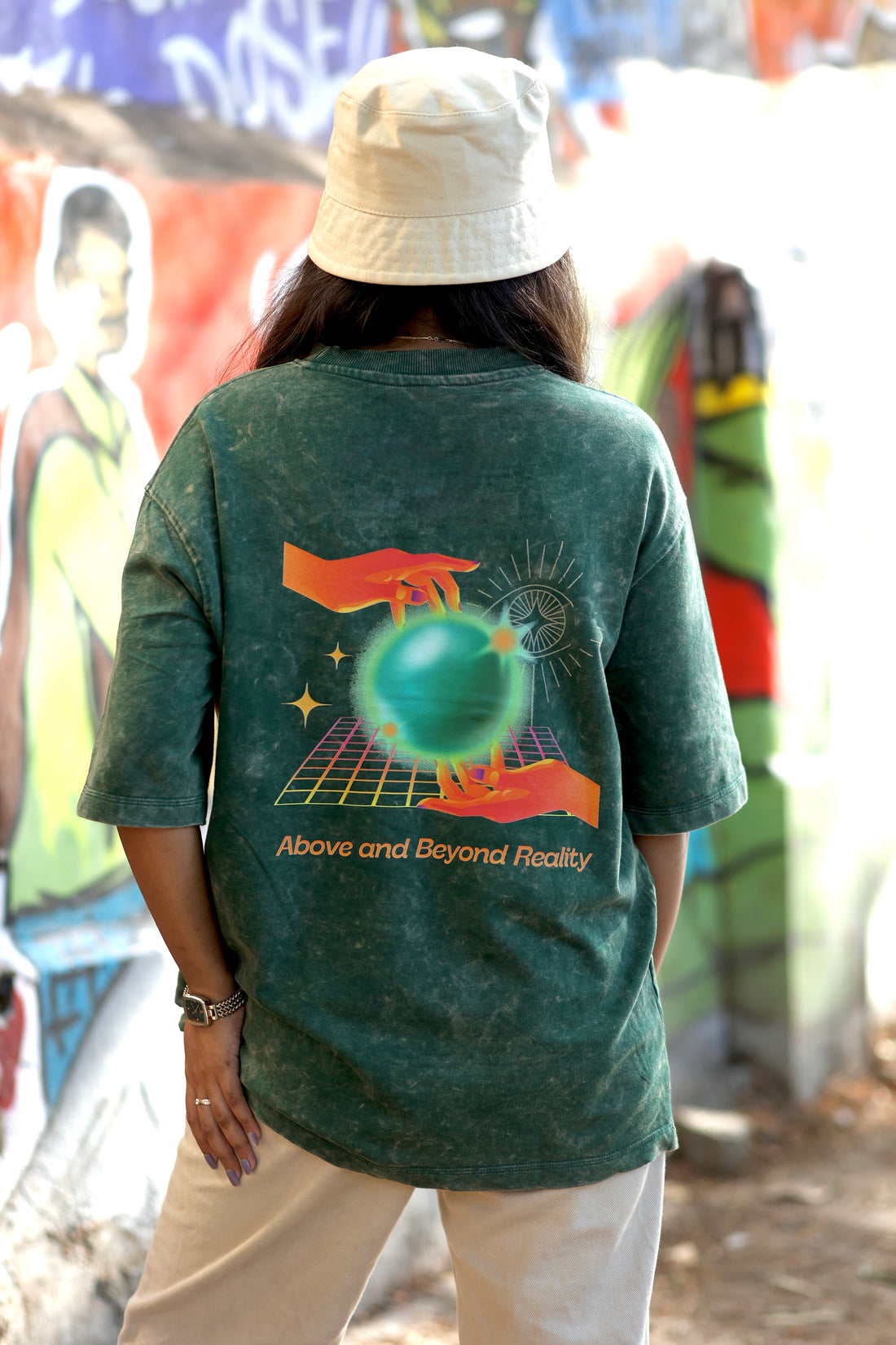 Reality & Beyond Acidwash Green Oversized Tee