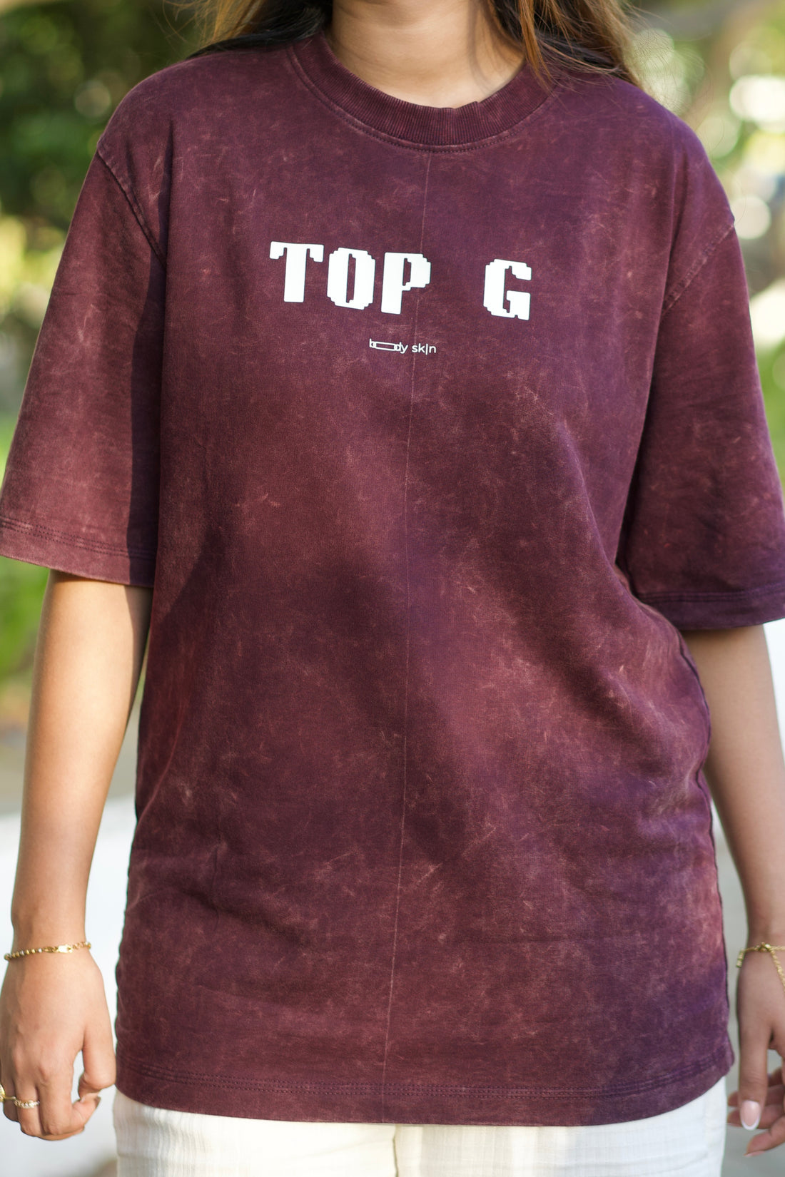 Top G - Maroon Acid wash Oversized Tee