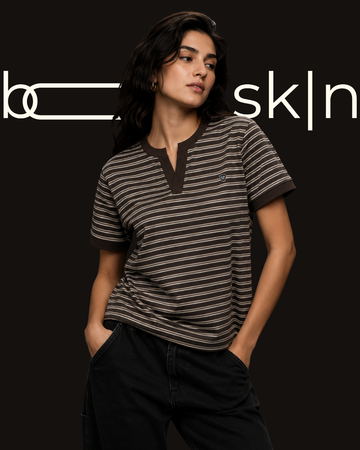 Choco Brown Stripes Body Fit Tee